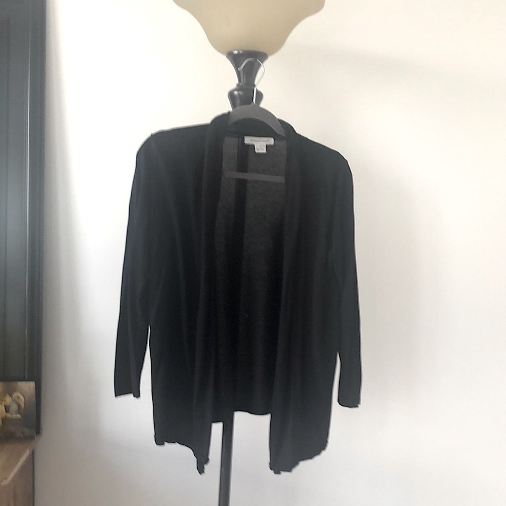 Black Open-front Cardigan